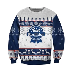 Christmas Cheer and Pabst Blue Ribbon, Knitted Ugly Sweater Delight