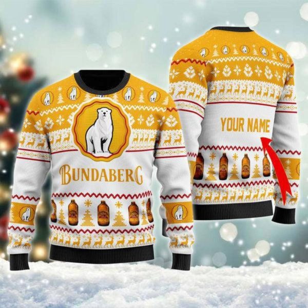 Personalized Custom Name BUNDABERG Ugly Christmas Sweater: BUNDABERG Edition – Your Unique Holiday Style!