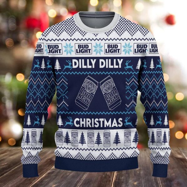 Bud Light Beer Dilly Dilly Ugly Christmas Sweater: Get Festive with Bud Light!