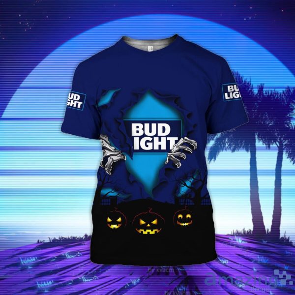 Halloween Bud Light Beer Scary Night 3D T-Shirt: Elevate Your Spooky Style!