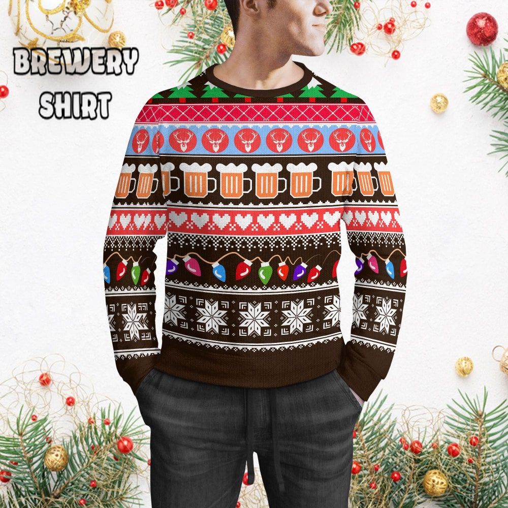 Funny Christmas Beer Ugly Sweater – Celebrate 'Merry Beermas' with Beer Santa