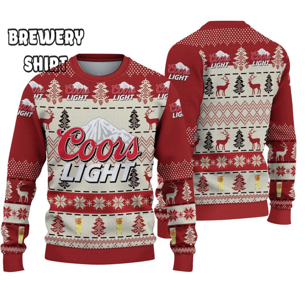Coors Light Beer Reindeer Pattern Ugly Sweater