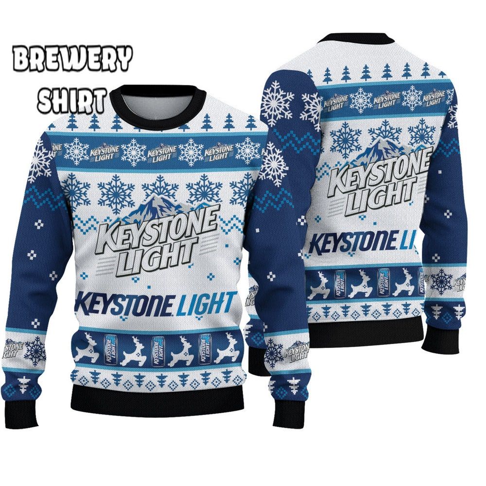 Keystone Light Beer Reindeer Ugly Christmas Sweater Xmas
