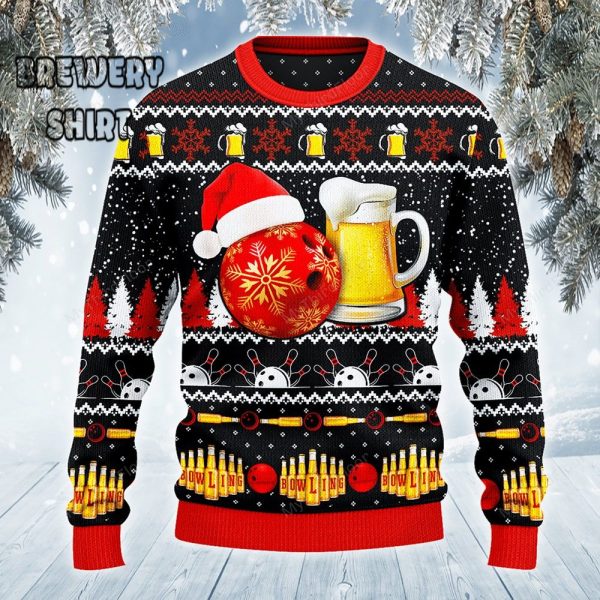 Bowling and Beer Lovers All Over Print Christmas Sweater