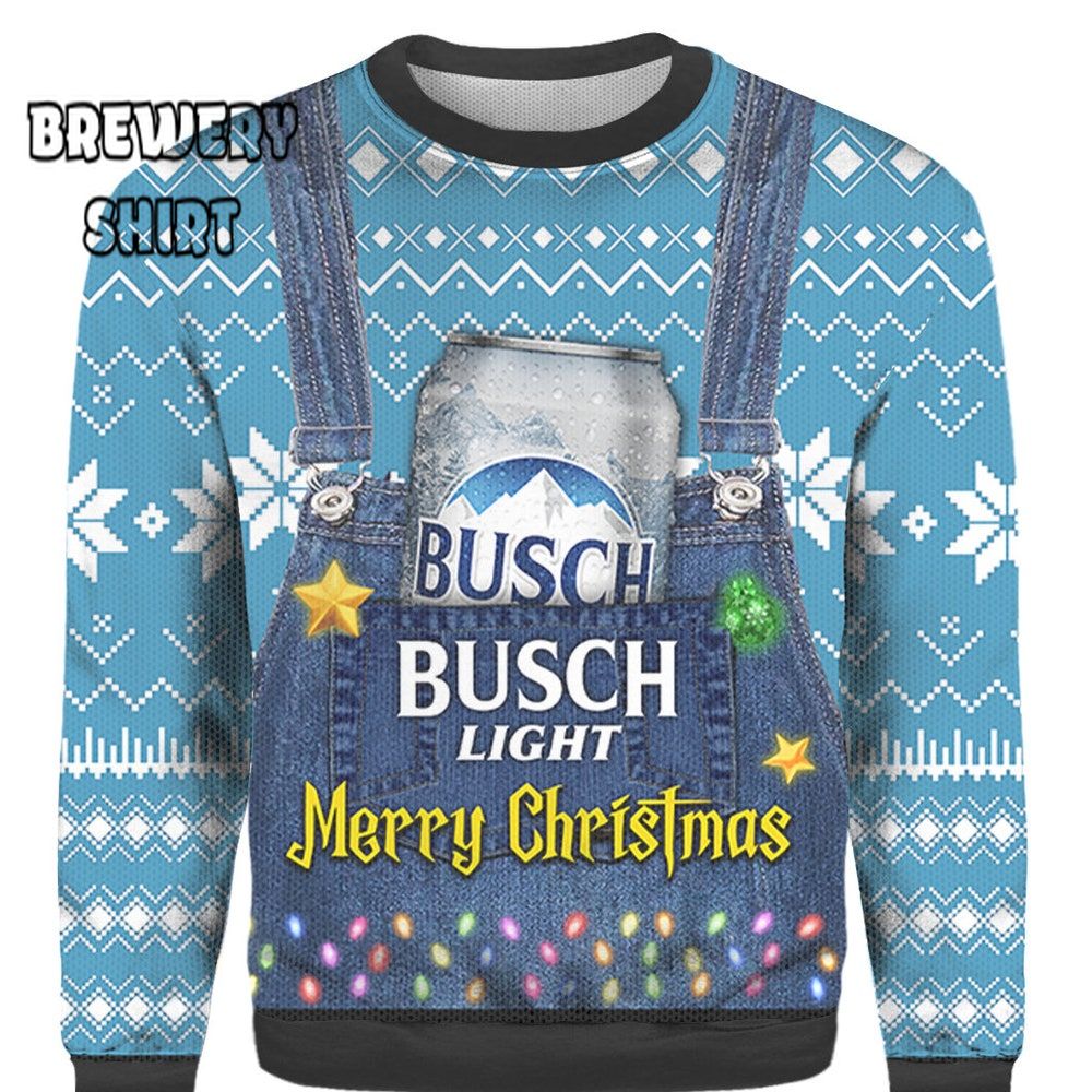 Busch Light Beer Christmas All Over Print Ugly Sweater – Perfect Gift for Beer Lovers!
