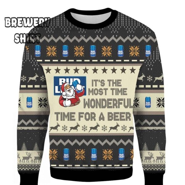 It’s The Most Wonderful Time For A Beer Santa Ugly Christmas Sweater