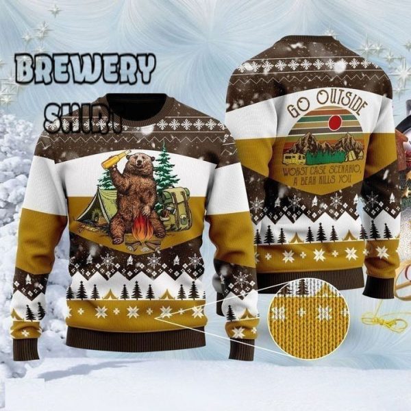 Campfire Cheers with the Bear Beer Ugly Christmas Sweater: Fun, Festive, and Quirky!