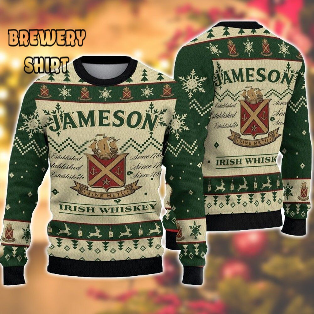 Jameson Irish Whiskey Green Ugly Christmas Sweater