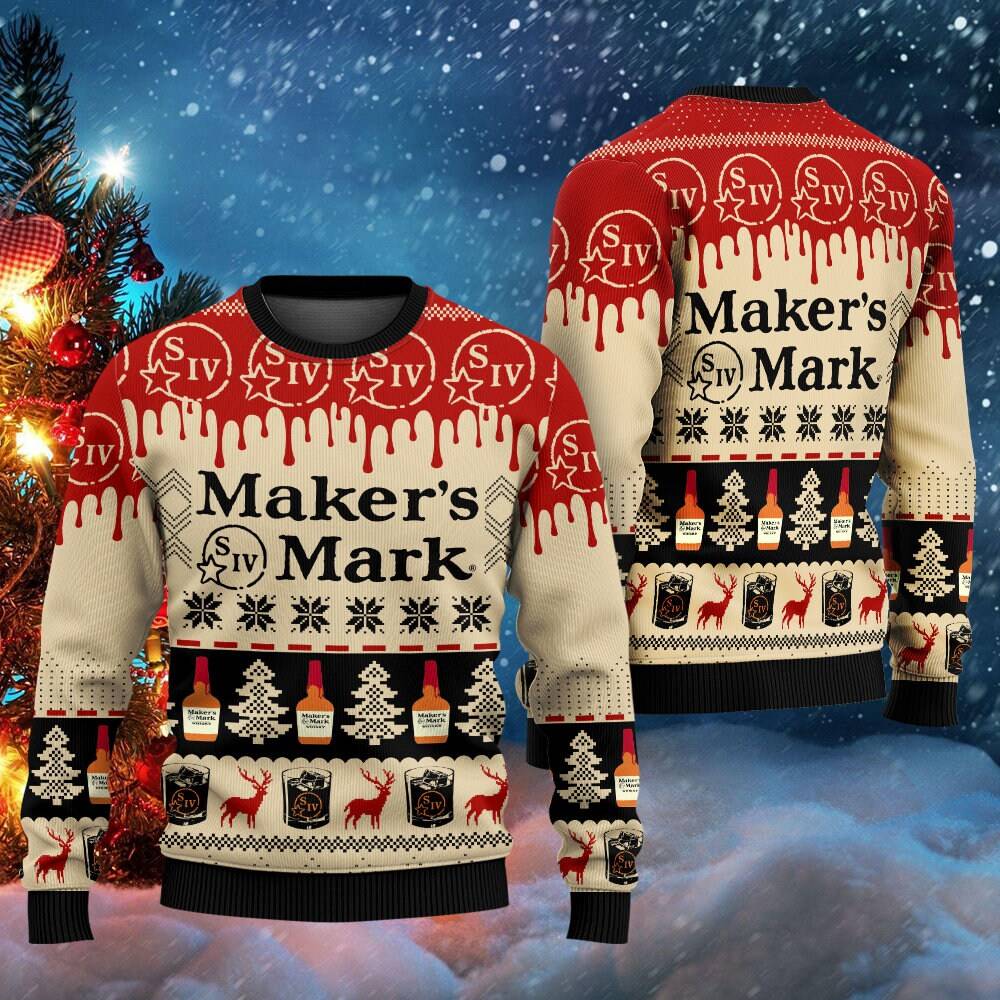 Maker's Mark Ugly Christmas Sweater Holiday Drinking Gift