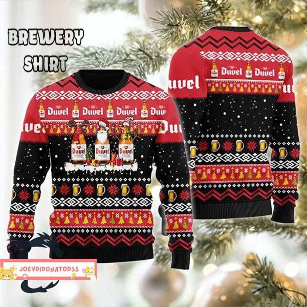 Duvel Beer Christmas Ugly Sweater - Sip and Celebrate the Holidays in Style!