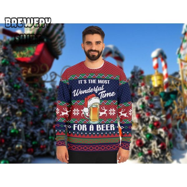 Wonderful Time For A Beer Ugly Christmas Sweater – Get the Festive Laughs Rolling!