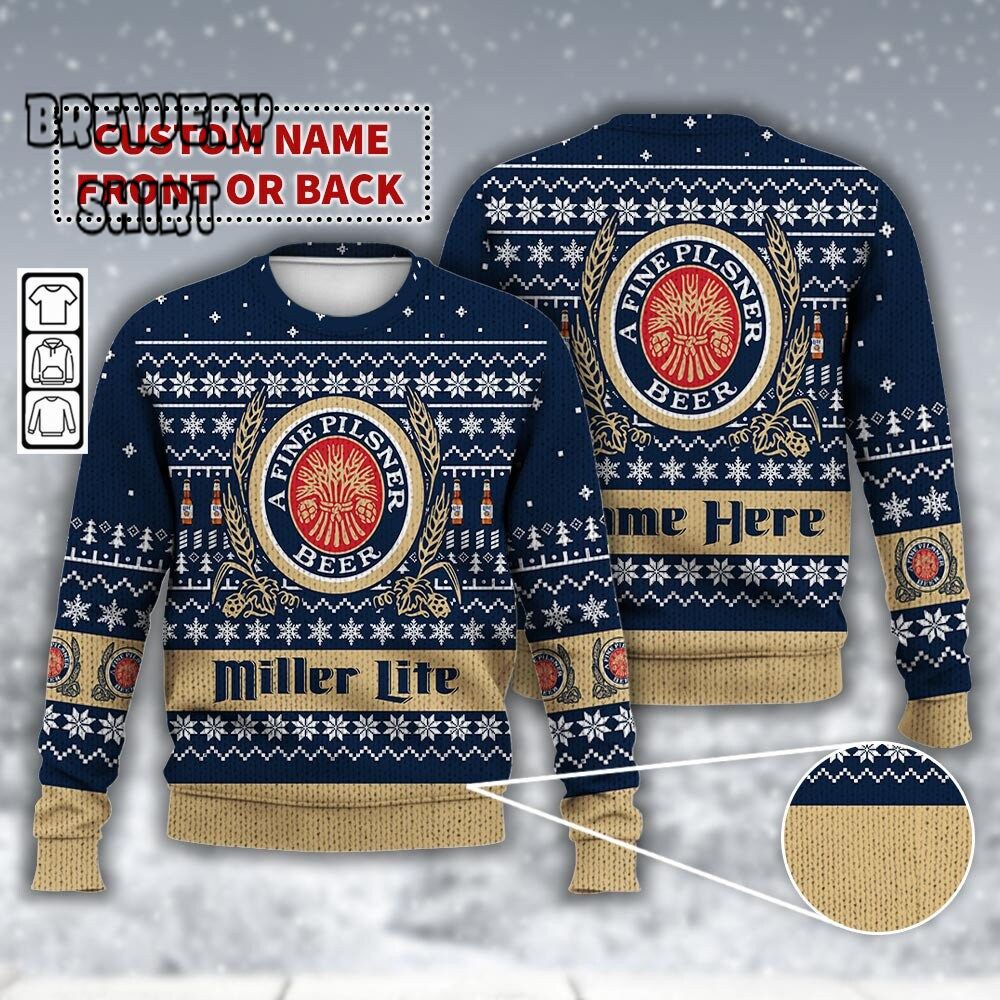 Personalized Miller Lite Beer Ugly Christmas Sweater - A Unique Christmas Gift