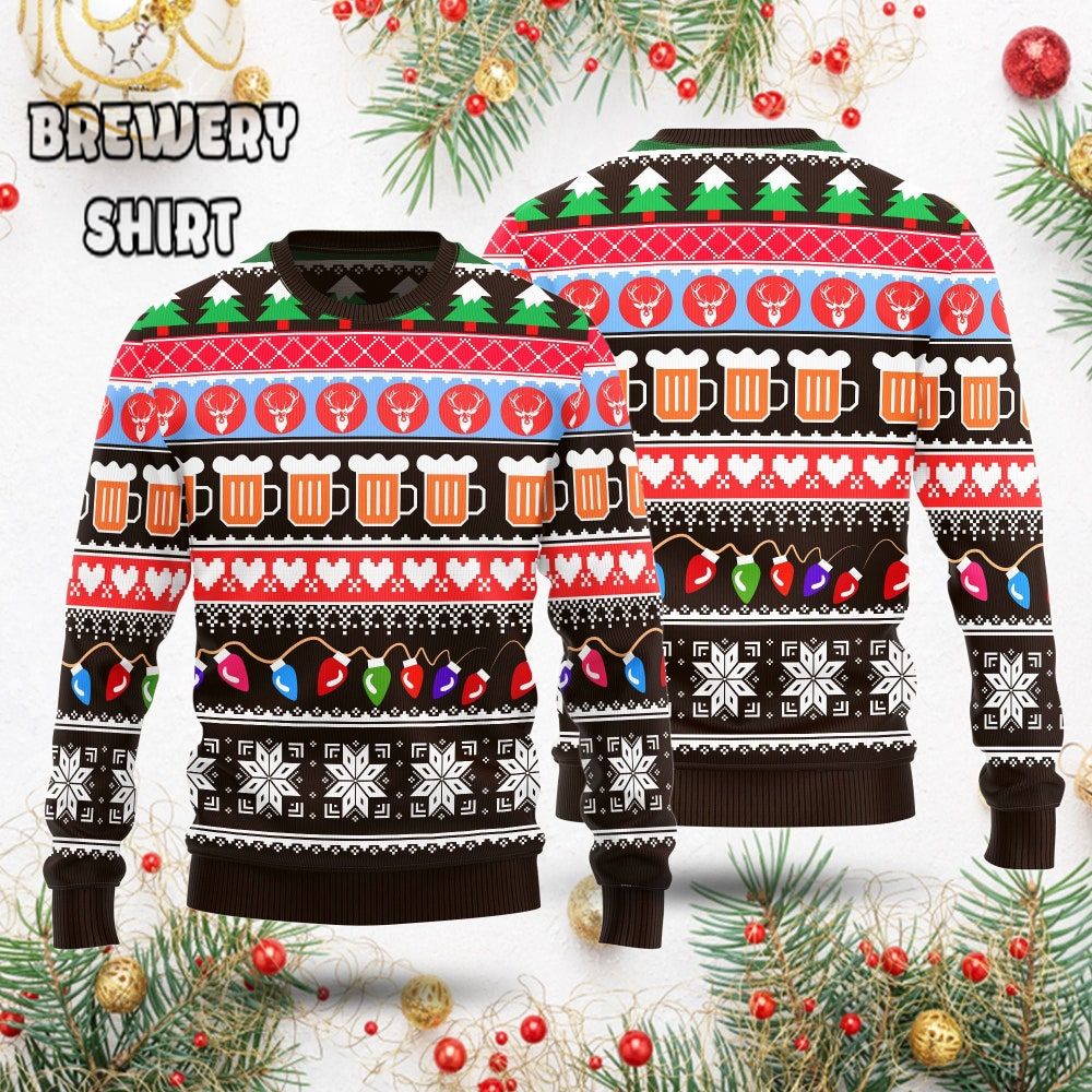 Funny Christmas Beer Ugly Sweater – Celebrate 'Merry Beermas' with Beer Santa