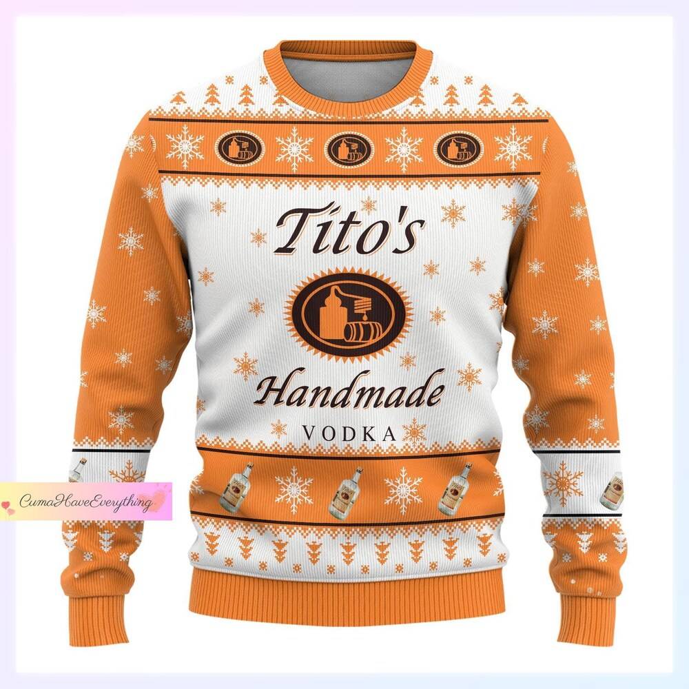 Tito's Handmade Vodka Christmas Custom Ugly Sweater