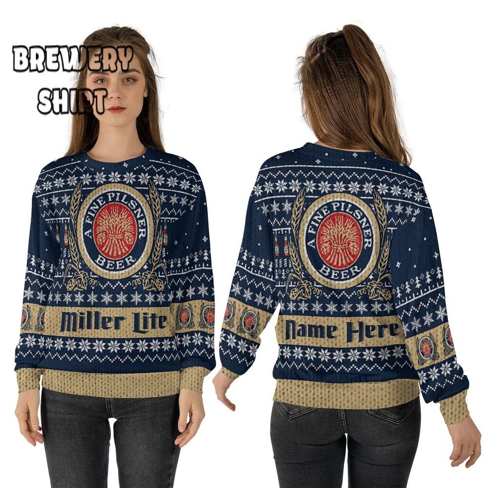 Personalized Miller Lite Beer Ugly Christmas Sweater - A Unique Christmas Gift
