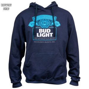 Bud Light Bottle Label Navy Blue Hoodie 0