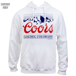 Coors Golden Colorado Mountain Logo and Sleeve Print Hoodie 0