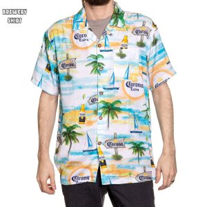Corona Extra Bahama Beach Day Hawaiian Button Up Shirt