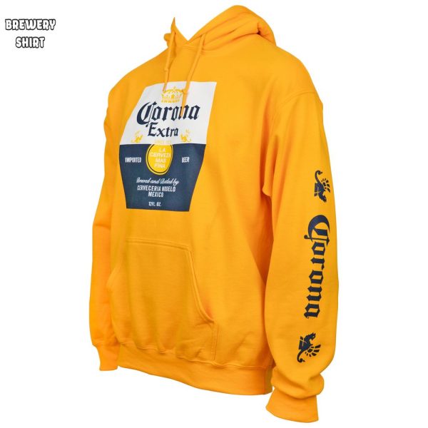 Corona Extra Beer Label Gold Hooded Sweatshirt With Sleeve Print