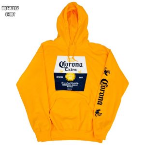 Corona Extra Beer Label Gold Hooded Sweatshirt With Sleeve Print 2