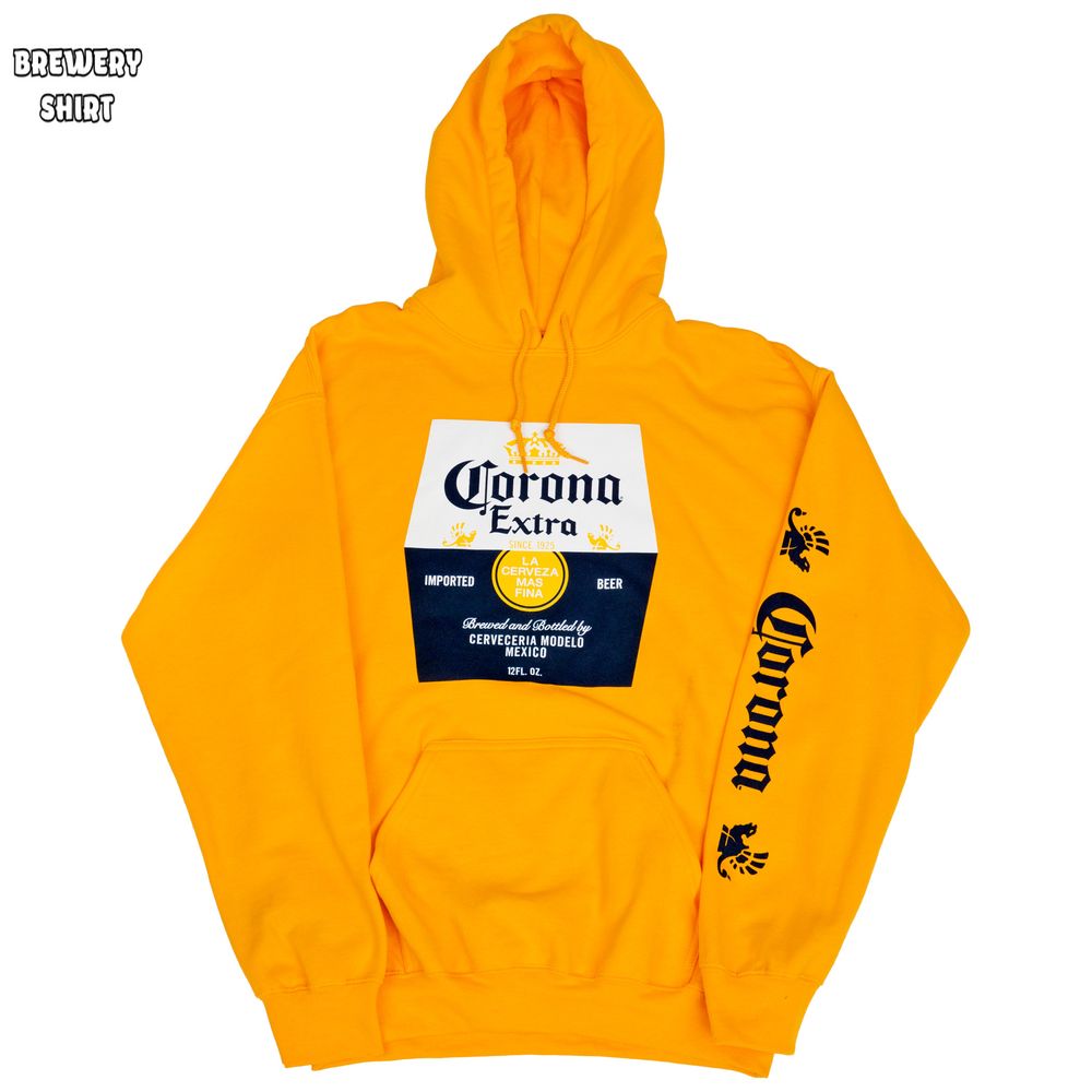Corona Extra Beer Label Gold Hooded Sweatshirt With Sleeve Print