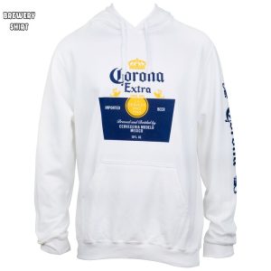 Corona Extra Beer Label White Hooded Sweatshirt With Sleeve Print 0