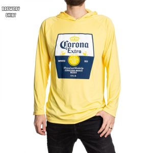 Corona Extra Label Yellow Colorway Long Sleeved Hooded T Shirt 0