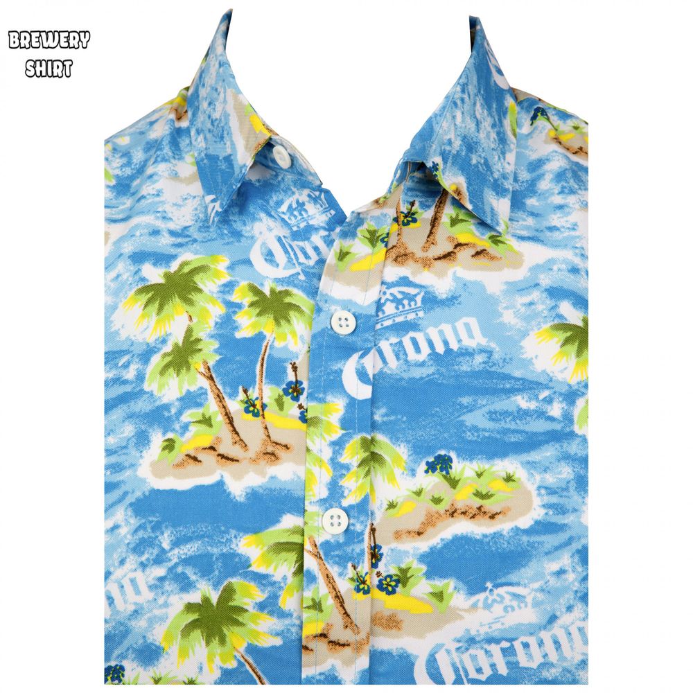 Corona Extra Tropical Island Button-Up Hawaiian Shirt