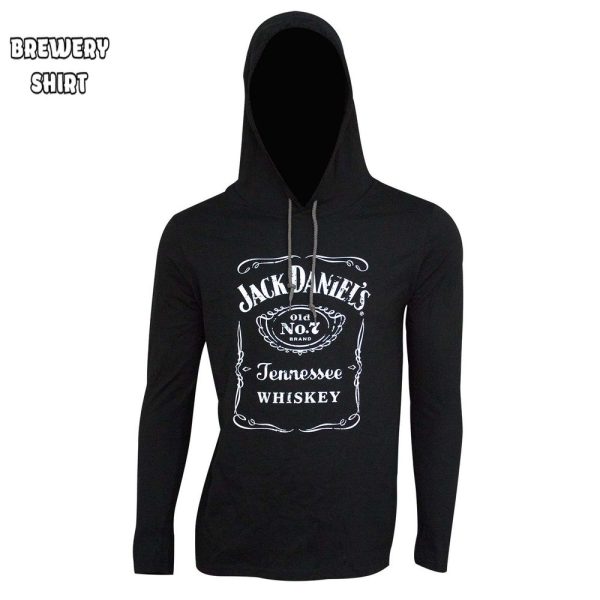 Jack Daniel’s Classic Logo Long Sleeve Black Men’s Hooded T-Shirt