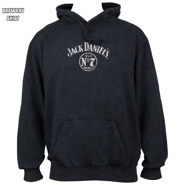 Jack Daniel’s Label Mineral Wash Front and Back Print Pull-Over Hoodie