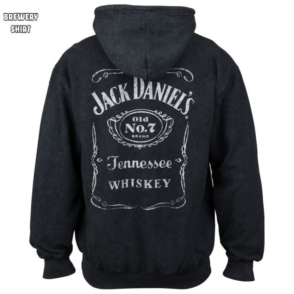Jack Daniel’s Label Mineral Wash Front and Back Print Pull-Over Hoodie