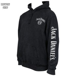 Jack Daniels No. 7 Mineral Wash Front and Back Print Pull Over Hoodie 1
