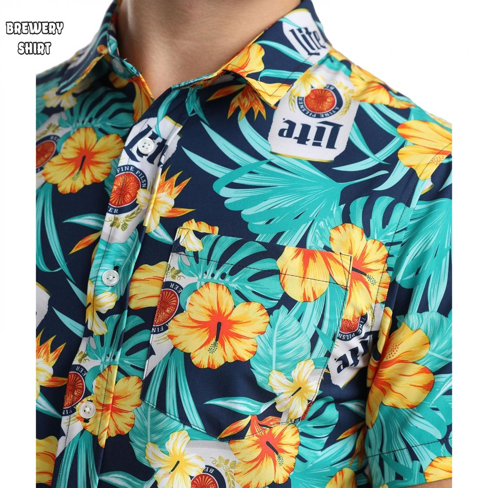 Miller Lite Tropical Cans Hawaiian Shirt