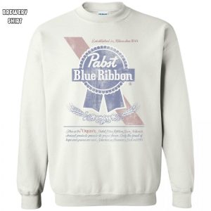 Pabst Blue Ribbon Beer Can Label Crew Sweatshirt