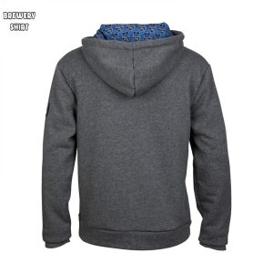 Pabst Blue Ribbon Logo Charcoal Pocket Hoodie with Inside Pattern 1
