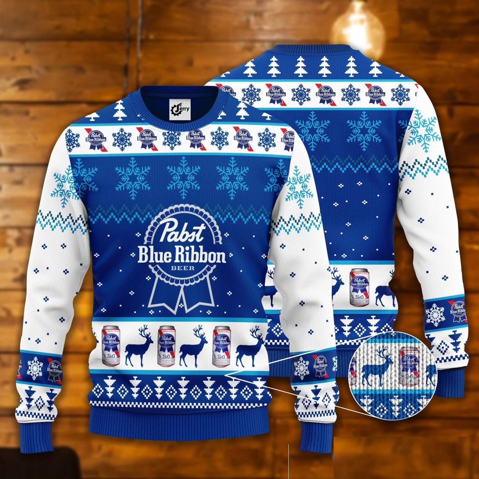 Pabst Blue Ribbon Ugly Christmas Sweater - Festive Holiday Gift and Apparel