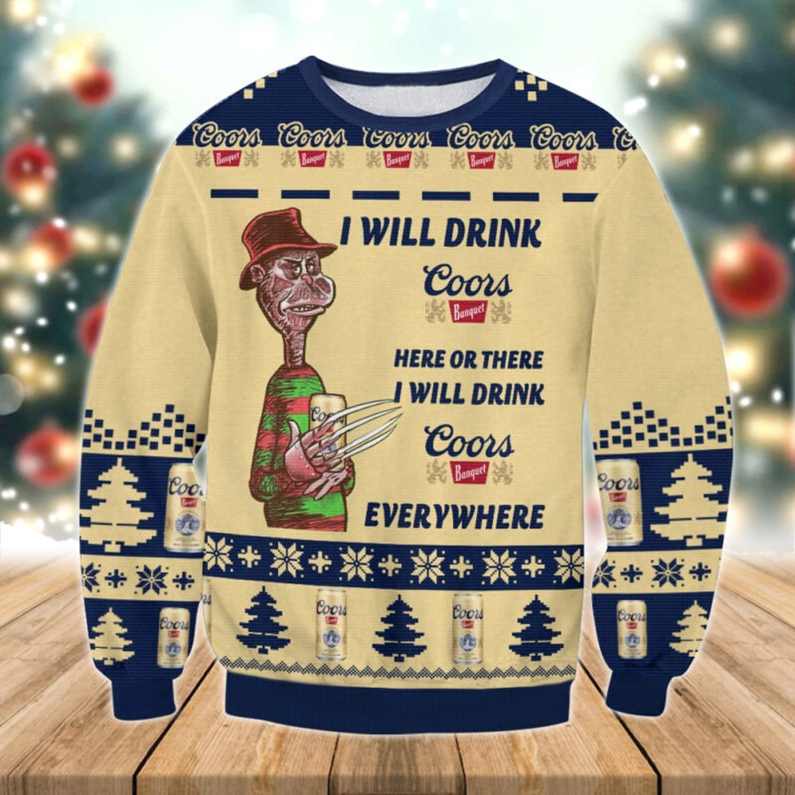 Coors Banquet Drink Everywhere Ugly Sweater - Unique Christmas Gift for Beer Enthusiasts