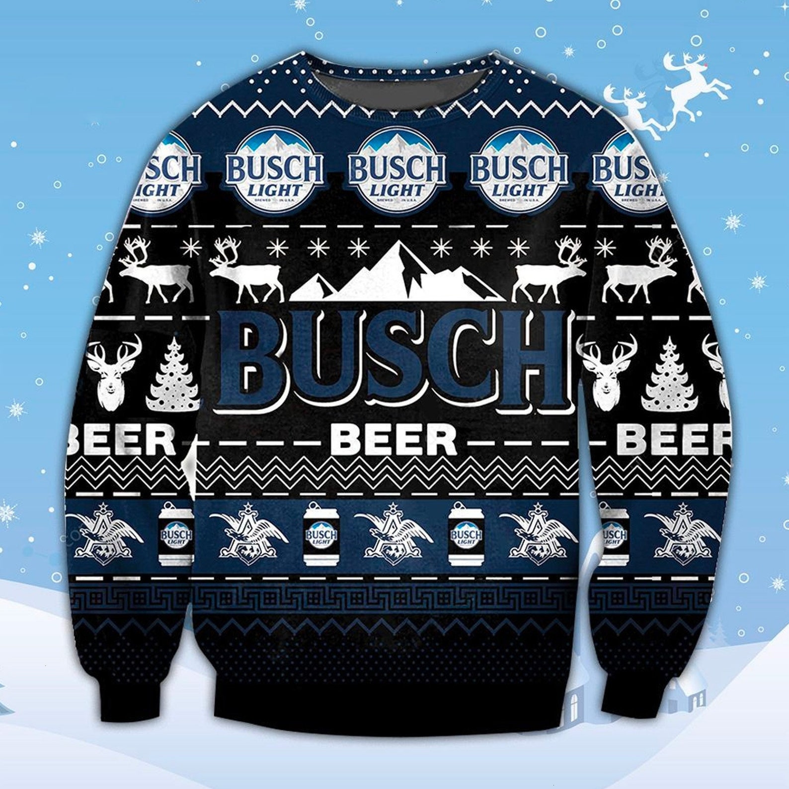 Busch Light Merry Christmas Ugly Sweater - Perfect Gift for Busch Light & Beer Lovers this Xmas