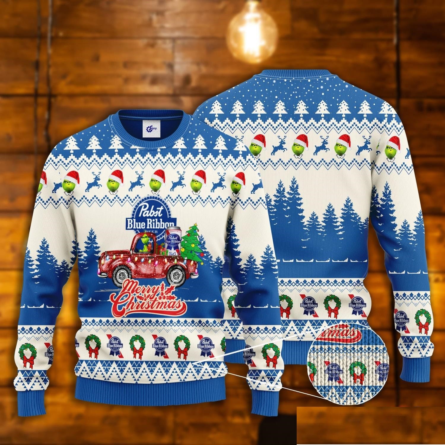 Pabst Blue Ribbon Ugly Christmas Sweater - Perfect Holiday Gift